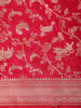 Queen Pink Floral and Animal Motif Zari Woven Design Pure Banarasi Silk Saree with Zari Border