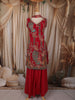 Queen Pink Floral and Peacock Sequins Zari Embroidered Design Georgette Palazzo Suit with Choker Dupatta