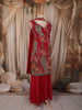 Queen Pink Floral and Peacock Sequins Zari Embroidered Design Georgette Palazzo Suit with Choker Dupatta