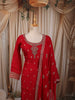 Queen Pink Geometric Zari Woven Design Raw Silk Straight Cut Salwar Suit with Matching Designer Dupatta