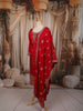 Queen Pink Geometric Zari Woven Design Raw Silk Straight Cut Salwar Suit with Matching Designer Dupatta