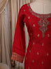 Queen Pink Geometric Zari Woven Design Raw Silk Straight Cut Salwar Suit with Matching Designer Dupatta