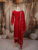Queen Pink Geometric Zari Woven Design Raw Silk Straight Cut Salwar Suit with Matching Designer Dupatta