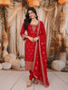 Queen Pink Geometric Zari Woven Design Raw Silk Straight Cut Salwar Suit with Matching Designer Dupatta