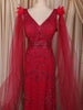 Queen Pink Heavy Kartana and Beads Embroidered Design Net Skirt and Top with Cape Sleeves