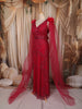 Queen Pink Heavy Kartana and Beads Embroidered Design Net Skirt and Top with Cape Sleeves
