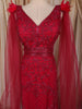 Queen Pink Heavy Kartana and Beads Embroidered Design Net Skirt and Top with Cape Sleeves