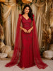 Queen Pink Heavy Kartana and Beads Embroidered Design Net Skirt and Top with Cape Sleeves