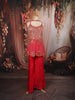 Queen Pink Heavy Mirror and Metallic Embroidered Design Satin Palazzo Suit with Choker Dupatta