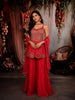 Queen Pink Heavy Mirror and Metallic Embroidered Design Satin Palazzo Suit with Choker Dupatta