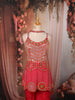 Queen Pink Heavy Mirror and Metallic Embroidered Design Satin Palazzo Suit with Choker Dupatta