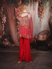 Queen Pink Heavy Mirror and Metallic Embroidered Design Satin Palazzo Suit with Choker Dupatta