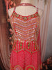 Queen Pink Heavy Mirror and Metallic Embroidered Design Satin Palazzo Suit with Choker Dupatta