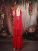Queen Pink Heavy Mirror and Metallic Embroidered Design Satin Palazzo Suit with Choker Dupatta