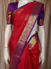 Queen Pink Leaf Butta Zari Woven Design Pure Kanchipuram Silk Saree with Contrast Zari Border