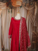 Queen Pink Leaf Mirror and Zari Embroidered Design Georgette Long Anarakli Gown with Matching Dupatta