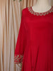 Queen Pink Leaf Mirror and Zari Embroidered Design Georgette Long Anarakli Gown with Matching Dupatta