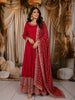 Queen Pink Leaf Mirror and Zari Embroidered Design Georgette Long Anarakli Gown with Matching Dupatta