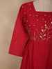 Queen Pink Leaf Thread and Beads Embroidered Design Cotton Salwar Suit with Dupatta