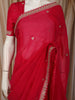 Queen Pink Mirror Embroidered Design Chiffon Fancy Saree with Designer Border
