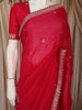Queen Pink Mirror Embroidered Design Chiffon Fancy Saree with Designer Border