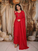 Queen Pink Mirror Embroidered Design Cotton Straight Cut Salwar Suit with Matching Dupatta