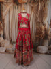 Queen Pink Multicolor Floral Sequins and Zari Embroidered Design Tussar Silk Party Lehenga with Matching Choker Dupatta