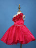 Queen Pink One-Shoulder Organza Kids Party Frock With 3D Floral Appliqué