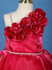 Queen Pink One-Shoulder Organza Kids Party Frock With 3D Floral Appliqué