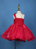 Queen Pink One-Shoulder Organza Kids Party Frock With 3D Floral Appliqué