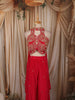 Queen Pink Paisley Zari and Beads Embroidered Design Satin Palazzo Suit with Matching Choker Dupatta