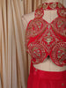 Queen Pink Paisley Zari and Beads Embroidered Design Satin Palazzo Suit with Matching Choker Dupatta