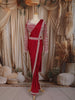 Queen Pink Sequins and Beads Embroidered Design Satin Ready to Wear Draped Saree with Full Sleeve Stitched Designer Blouse