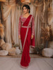 Queen Pink Sequins and Beads Embroidered Design Satin Ready to Wear Draped Saree with Full Sleeve Stitched Designer Blouse