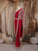 Queen Pink Sequins and Beads Embroidered Design Satin Ready to Wear Draped Saree with Full Sleeve Stitched Designer Blouse