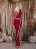 Queen Pink Sequins and Beads Embroidered Design Satin Ready to Wear Draped Saree with Full Sleeve Stitched Designer Blouse