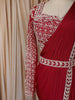Queen Pink Sequins and Beads Embroidered Design Satin Ready to Wear Draped Saree with Full Sleeve Stitched Designer Blouse