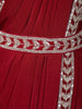 Queen Pink Sequins and Beads Embroidered Design Satin Ready to Wear Draped Saree with Full Sleeve Stitched Designer Blouse