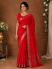 Queen Pink Solid Woven Design Mysore Silk Saree with Zari Border