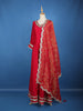 Queen Pink Stone Embellished Georgette Anarkali Suit With Scalloped Dupatta
