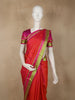Queen Pink Striped Woven Design Pure Kanchipuram Silk Saree with Contrast Border