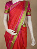 Queen Pink Striped Woven Design Pure Kanchipuram Silk Saree with Contrast Border