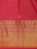 Queen Pink Striped Zari Woven Design Pure Kanchipuram Silk Saree with Zari Border