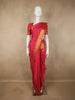 Queen Pink Striped Zari Woven Design Pure Kanchipuram Silk Saree with Zari Border