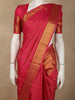 Queen Pink Striped Zari Woven Design Pure Kanchipuram Silk Saree with Zari Border