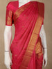 Queen Pink Striped Zari Woven Design Pure Kanchipuram Silk Saree with Zari Border
