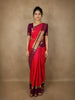 Queen Pink Floral Checked Zari Woven Design Pure Kanchipuram Silk Saree with Contrast Peacock Zari Border