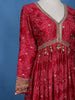 Queen Pink Floral Design Bead And Printed Work Georgette Gown - Diadem