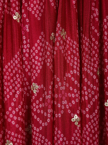 Queen Pink Floral Design Bead And Printed Work Georgette Gown - Diadem