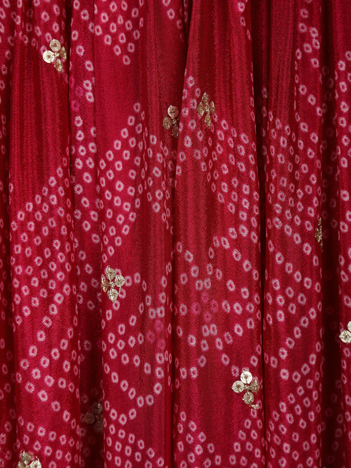 Queen Pink Floral Design Bead And Printed Work Georgette Gown - Diadem